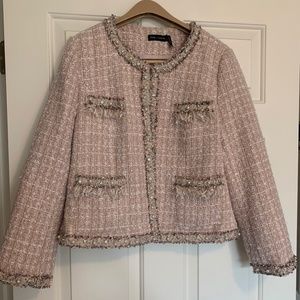 Stella & Lorenzo Women's Large Pink Tweed Embellished Blazer